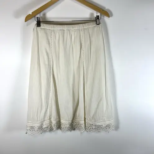 Soft Surroundings Soft Surroundings Fringe Skirt M White Cream Boho Prairie Demure Gauze