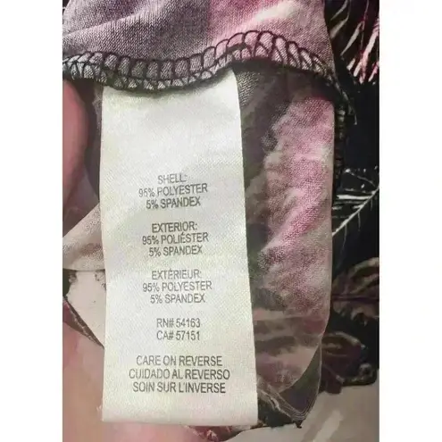 Karl Lagerfeld Purple Floral Long Sleeve Blouse Ruffles Size XL Key Hole