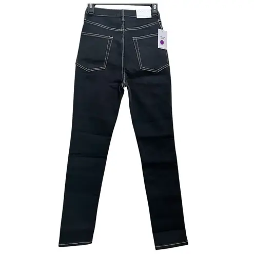 We Wore What The Danielle High Rise Vintage Straight NWT in Black/white stitching
