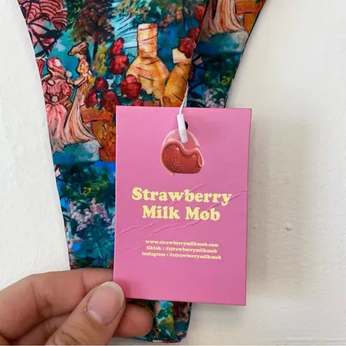 Strawberry Milk Mob NEW Garden Print Ruffled Cheeky Bikini Bottoms Red Small