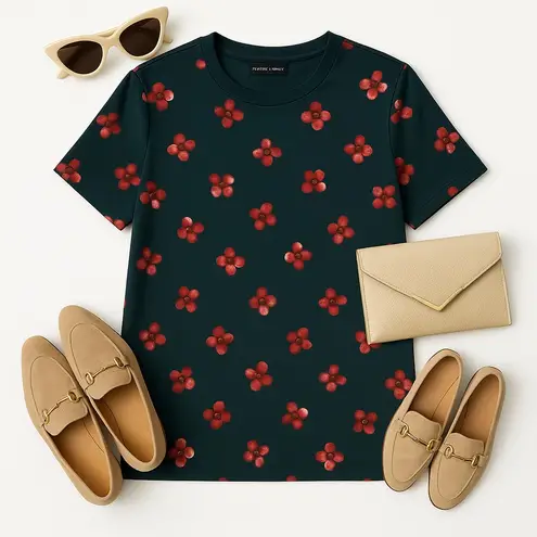 Emporio Armani Abstract Floral Satin Cotton Blend Shirt Size M Rare Print EUC