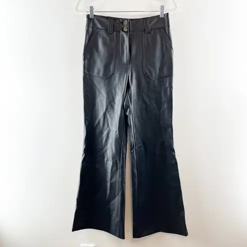 Maeve Anthropologie High Rise Naomi Faux Leather Flare Pants Black 4 - Image 2