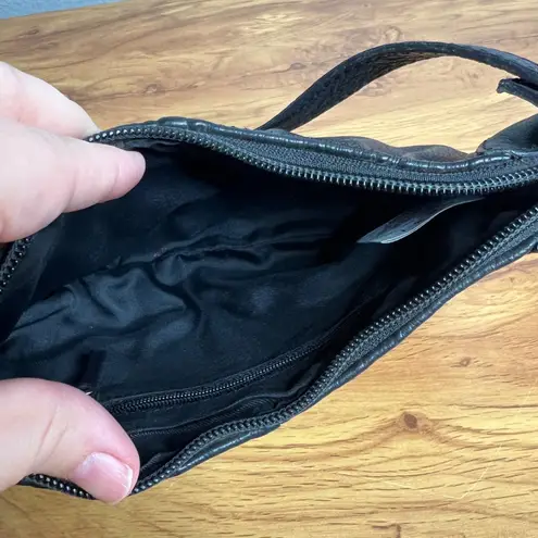 NEXT Leather Baguette Small Shoulder Bag Purse Y2K Black