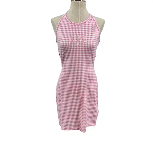 Ellesse Fonti Dress Mini Open Strappy Back Gingham Pink White Size US 10
