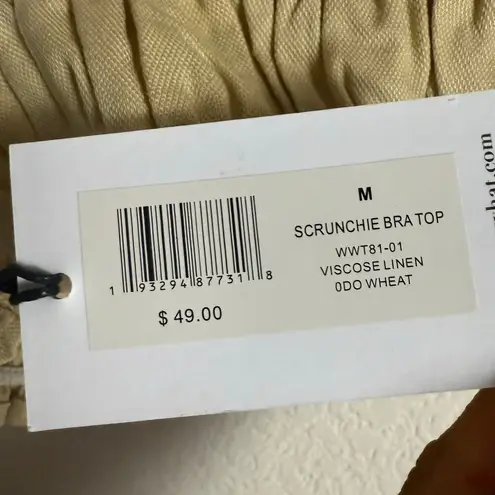 We Wore What Scrunchie Cropped Bra Top
Viscose Linen Wheat Tan Size Medium