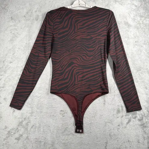 EXPRESS  Body Contour Zebra Thong Bodysuit Animal Print Stretch Top Layer S Club