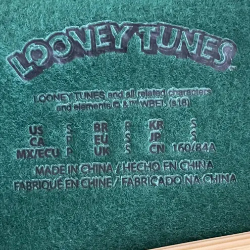 Vintage Looney Tunes Women’s Sz S Green 1/4 Zip Sweater Cartoon Graphic Crewneck