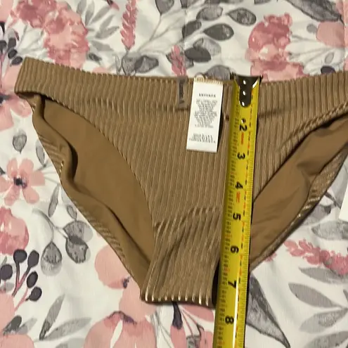 Vitamin A New Gold Taupe Ribbed Bikini Bottoms Size Small 6 NWT
