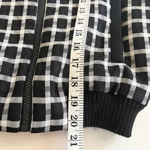 Maje Black White Check Plaid Zip Up Bomber Jacket Women’s Size 36/Small