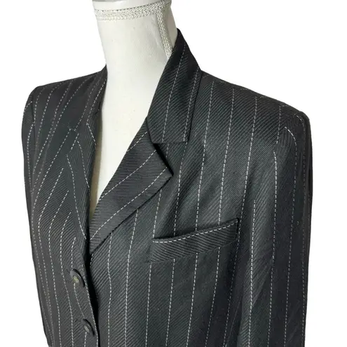 Sue Wong Vintage Pinstripe Blazer Black Oversized Boxy Small