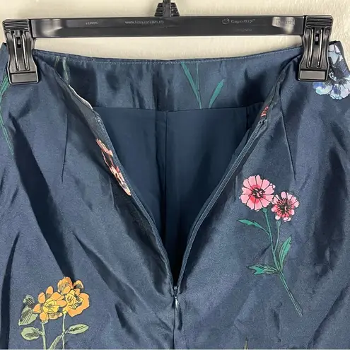 KEEPSAKE THE LABEL Afterglow Blue Floral Embroidered Front Split Skirt, Size XS