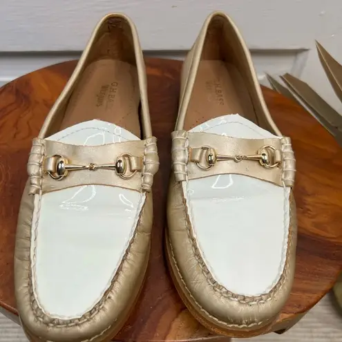 G.H. Bass Women's Lianna Bit Colorblock Loafers Gold and White Size 6.5 Casual
