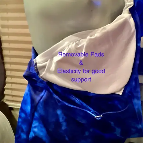 Aqua Green NWT Women's XL Blue One-Piece Swim Suit. Twist Front & Tummy Control