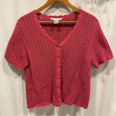 Cute 90’s Rose shaker knit scallop trim cottage core v