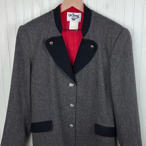 Vintage 80s 90s Lanz 100% Wool Blazer Women's Size 12 Dark Academia Preppy Grey Gray