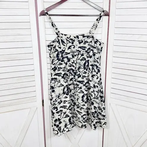 Far Away Tropical Floral Print A Line Sundress Cream Black Small