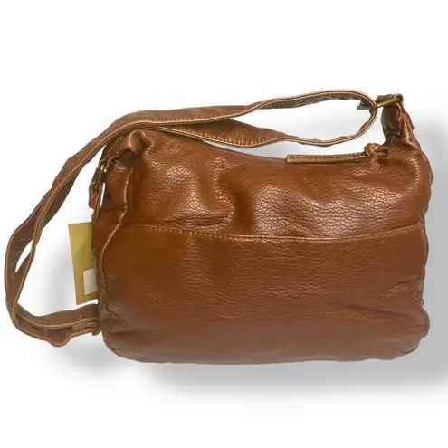 Bueno Vintage Vegan Brown Leather Crossbody Shoulder Bag Adjustable NWT