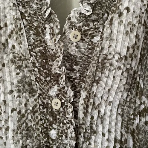 Diane Von Furstenberg  Silk Olive White Shift Shirt Dress size small