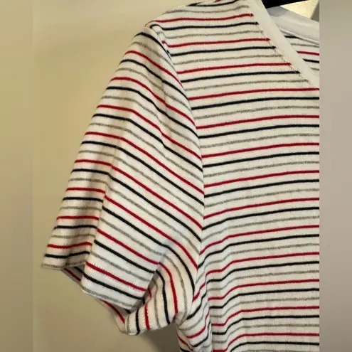 Tommy Hilfiger  Womens Short Sleeve Scoop Neck Shirt, Red White Blue Stripes, Med