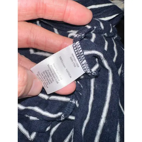 ATM Anthony Thomas Melillo Striped Tank Top Linen Blend Casual Sleeveless S/P Blue