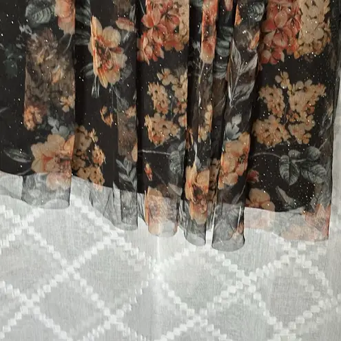 Candalite Vintage Women Dark Floral Whimsigoth Midi Dress Small Fairy Grunge