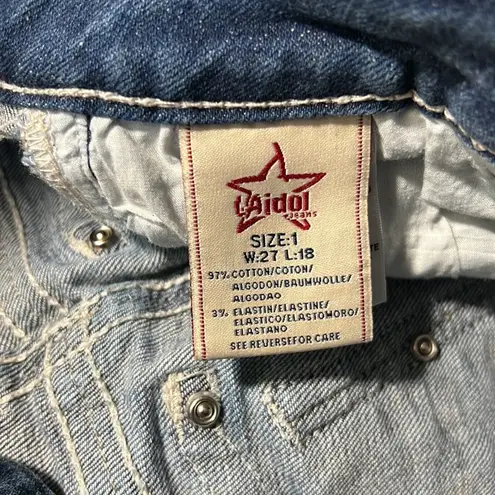 L.A. Idol Bling USA Y2K Bootcut Juniors Cropped Jeans Pocket Size 1 Blue