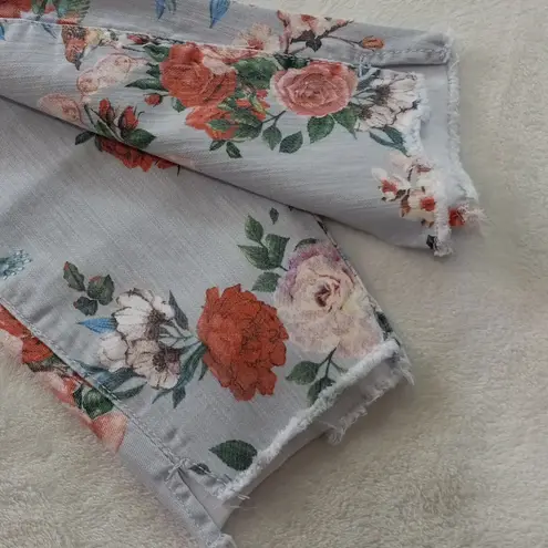 Vintage America Light Blue Floral & Hummingbird Print Boho Skinny Ankle Jeans Size undefined