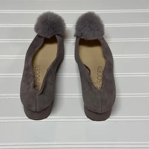 Sole Society Suede Pom Pom Pumps Mirem Porcini Low-Heel Pumps Size 5