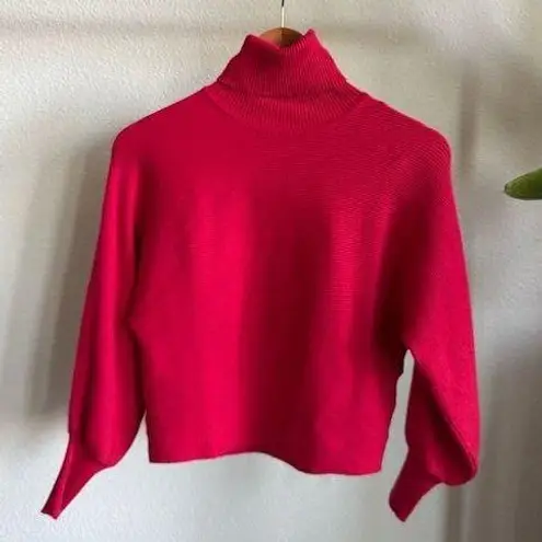 Pink Rose  Red Turtleneck Knit Sweater Size S thumbnail 1