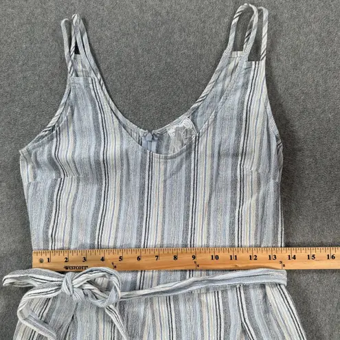 Sadie And Sage Striped Romper Size Small Blue Belted Spaghetti Straps V