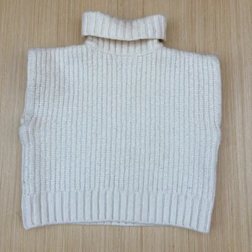 STAUD Bette merino wool rib-knit cap sleeve turtleneck sweater size S small NEW