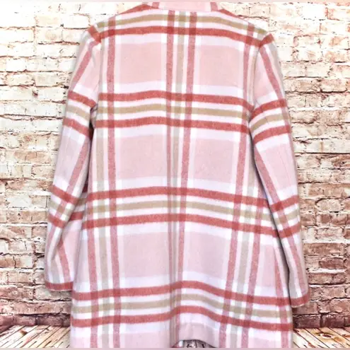 Elle | Top Notch Pink Plaid Car Coat Marble Button