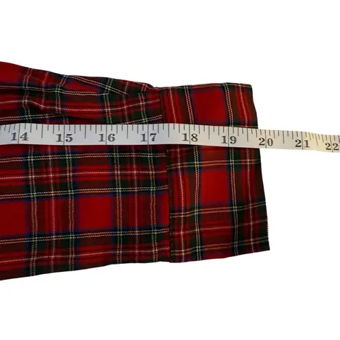 ZARA  Red Plaid Asymmetrical Tunic Top Medium Holiday Christmas Cabincore Ruffle