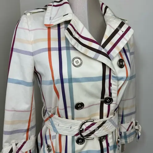 Coach  Tattersall Short Trench Coat Multicolor Size 2 (Small) Mid Length