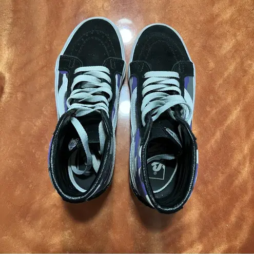 Vans  Sk8 Hi Pop Camo Black Purple Gray Suede Shoes