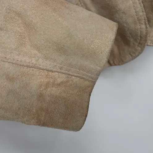 Vintage Y2K New York & Company Copper Gold Shimmer 100% Leather Blazer Size 2