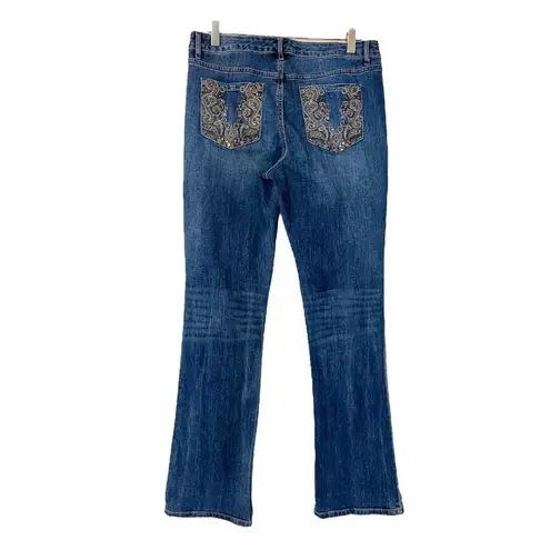 Code Bleu Jeans Soleil Bootcut Embellished Embroidered Rhinestone Women’s Size 8 Blue