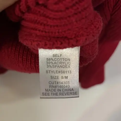 Signature 8 Red Boxy Cotton Blend Sweater Mock Neck Bubble Sleeve Size M