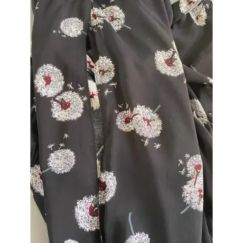 Deletta Anthro Black Wished Bloom Dandelion Peplum Top NEW Size Large