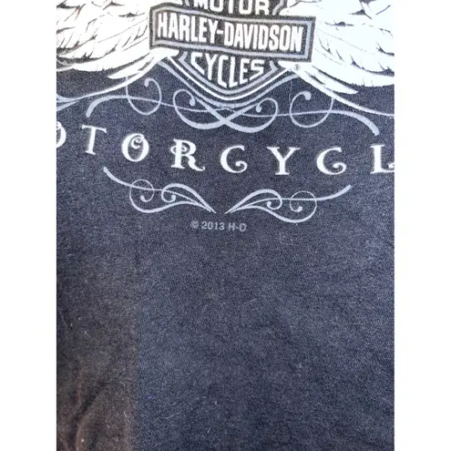 Harley Davidson Motorcycles Crop T Shirt Black Wing Logo Graphic Tee 2013