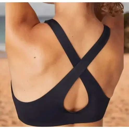 ANDIE Swim Size Small The Caledonia Bikini Top Black Cross Back Modest Sport