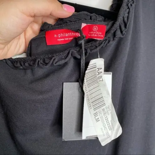 n:philanthropy NWT Blue One-shoulder Bodysuit in Black