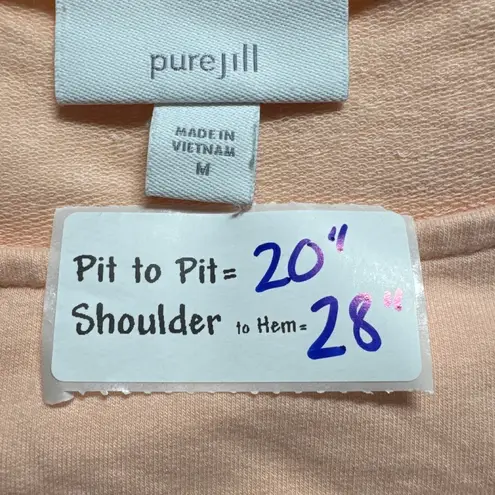Pure Jill Everyday Relaxed Fit Long Sleeve Pockets Comfy Casual Top Peach M Pima Pink Size M