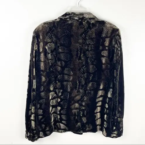 Leslie Fay LESLIE FAYE Black Green Velour Velvet Button Long Sleeves Lined Shacket Size 12