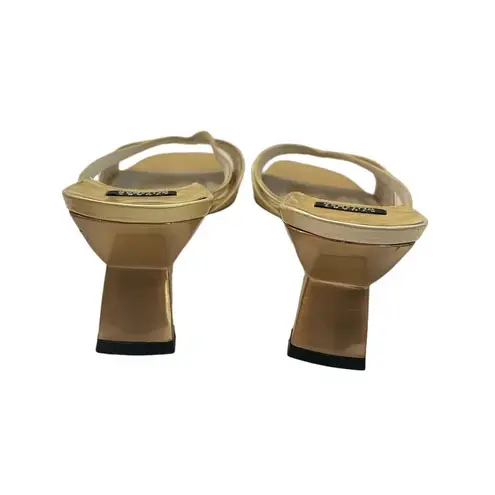 Stuart Weitzman  Yellow Patent Leather Slip on Sculptural Wedge Mules Size 7.5