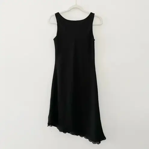 Alyn Paige Vintage Y2K Asymmetric Cowl Neck Midi Dress Black Size 5/6