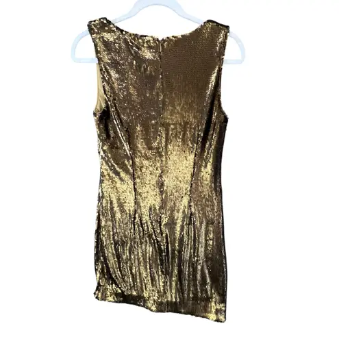 NBD  Dinara Mini Dress Womens S Gold Sequin Asymmetrical Sparkly Night Out Party