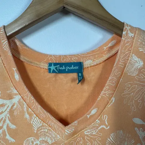 Fresh Produce Top Women S Orange Tshirt Seashell Coastal Spring Summer Novelty