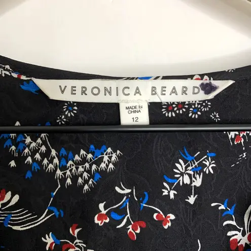Veronica Beard Dress Preston Long Sleeve Ruffle Mini in Black Floral Size 12