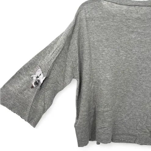 Zadig & Voltaire zadig voltaire XS Pure Cashmere Sweater Knit Metallic Silver Star Elbows Knit